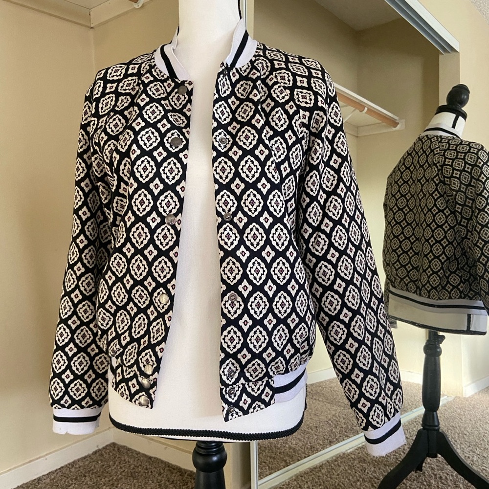 Wildfang x Lucca Couture Black and White Patterned Bomber Jacket